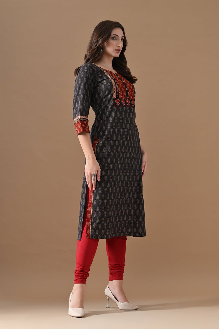 Black Printed Kurta