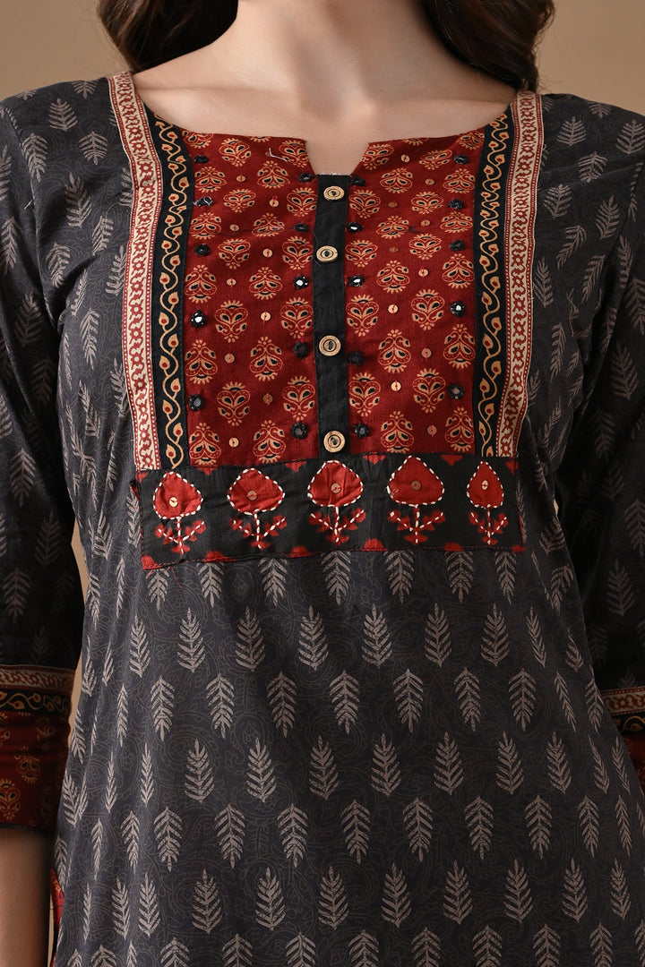 Black Printed Kurta
