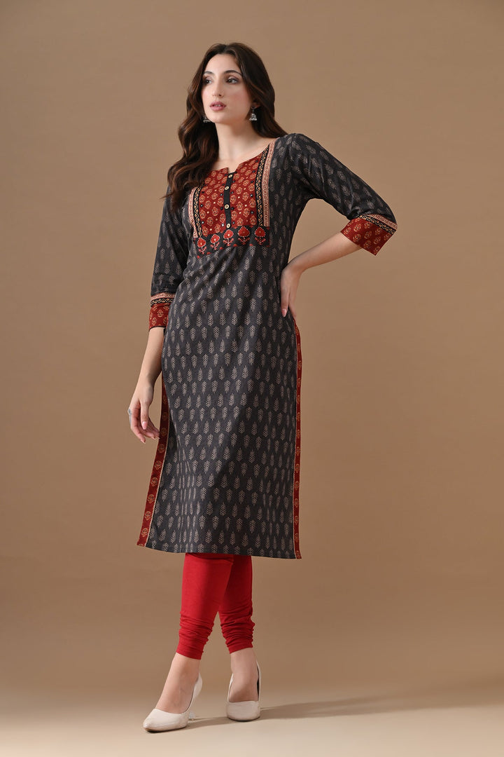 Black Printed Kurta