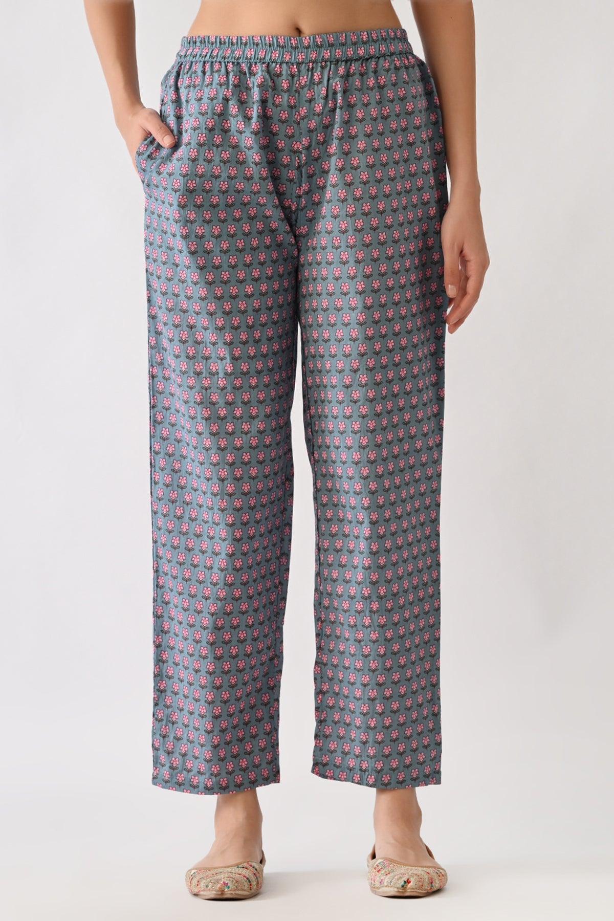 Blue Printed Kurta Set (2 Piece)