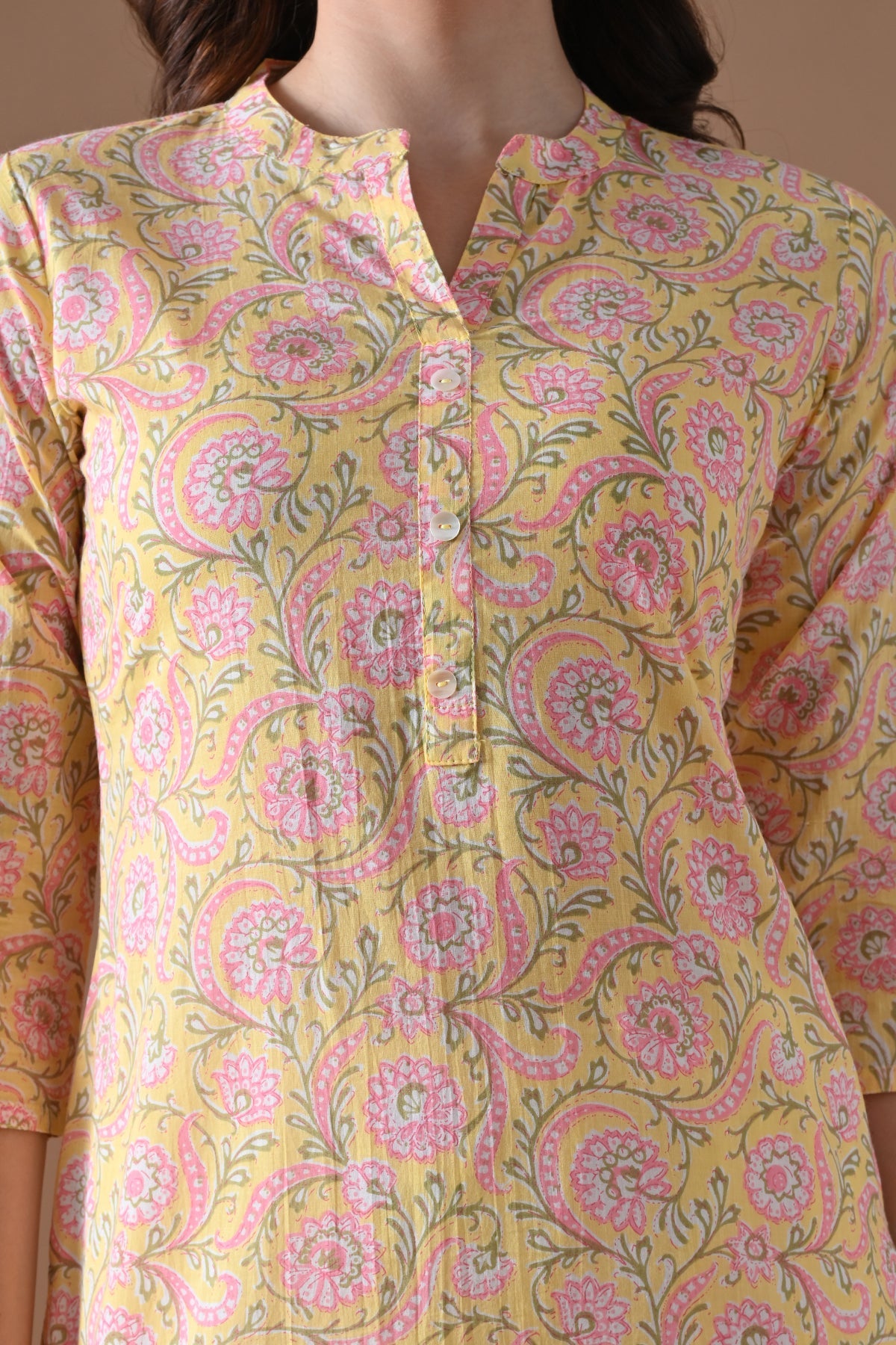 Yellow Printed Kurta