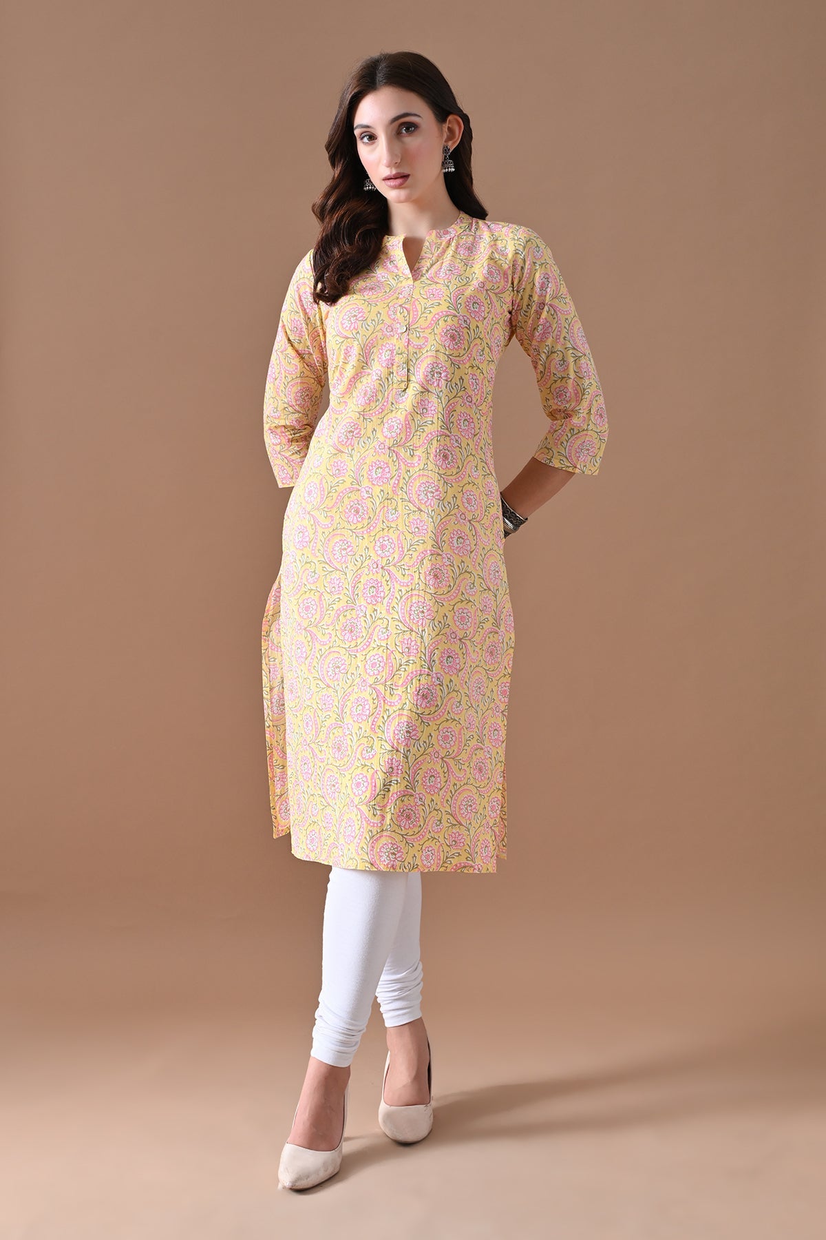 Yellow Printed Kurta