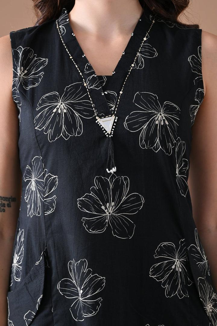 Black Printed Kurta Set (2 Piece)