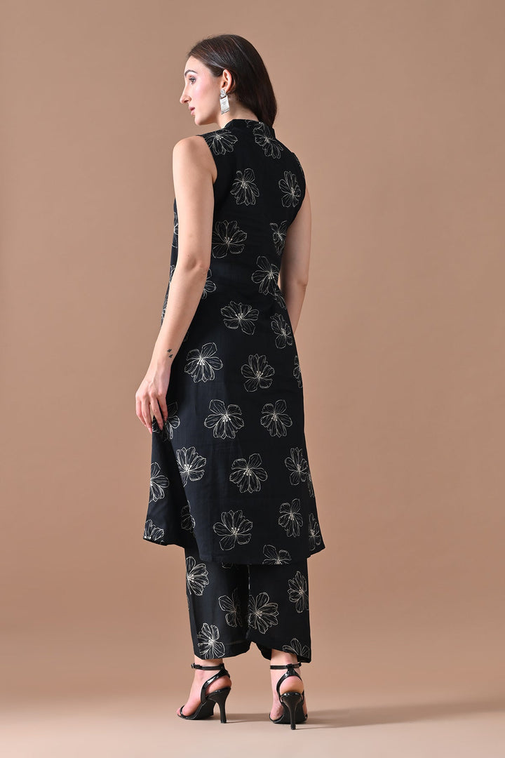 Black Printed Kurta Set (2 Piece)