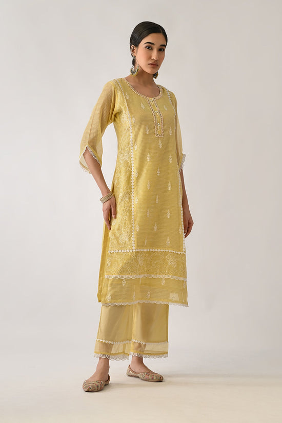Yellow Embellished Kurta 3 Pcs Set