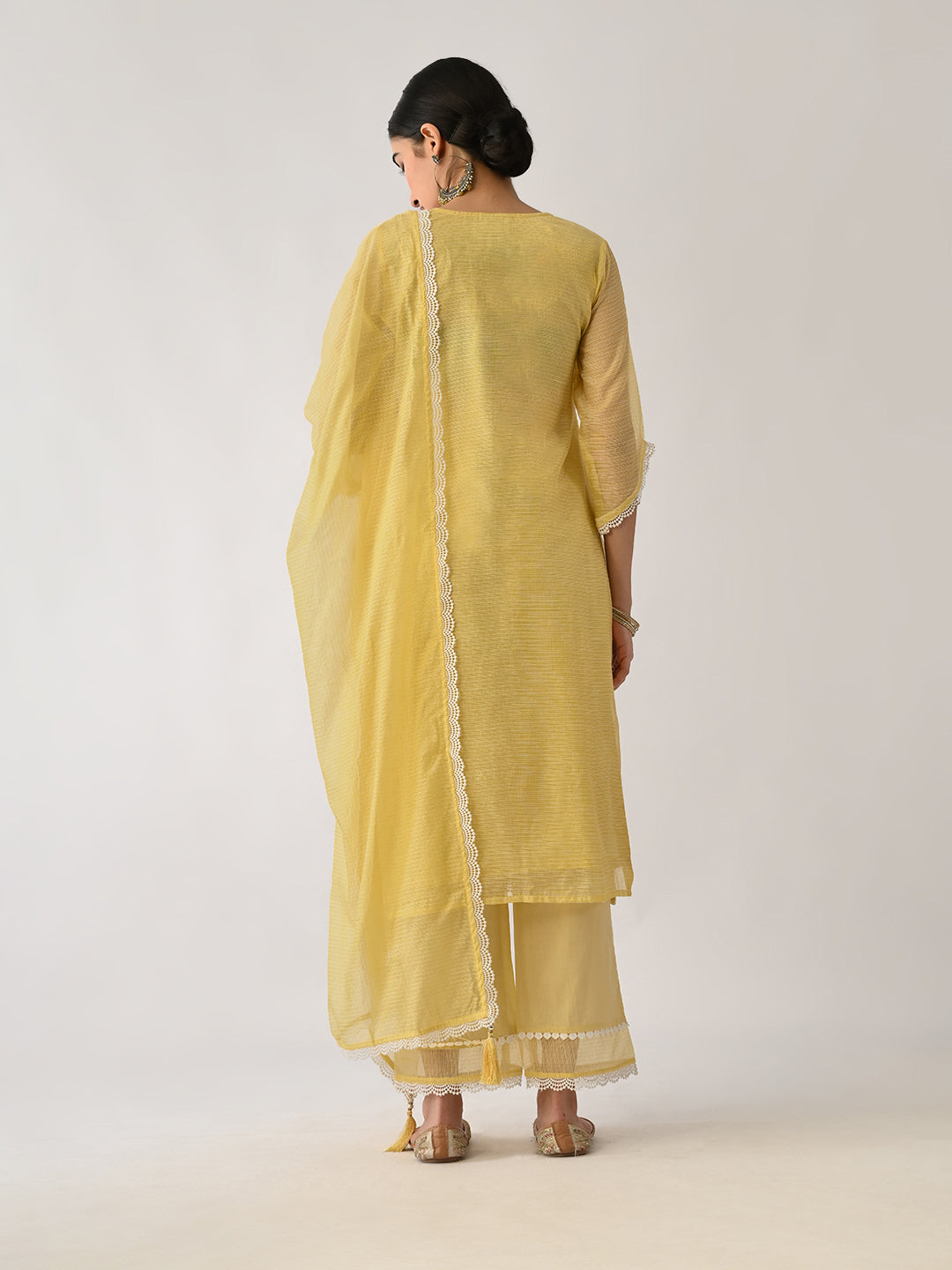 Yellow Embellished Kurta 3 Pcs Set