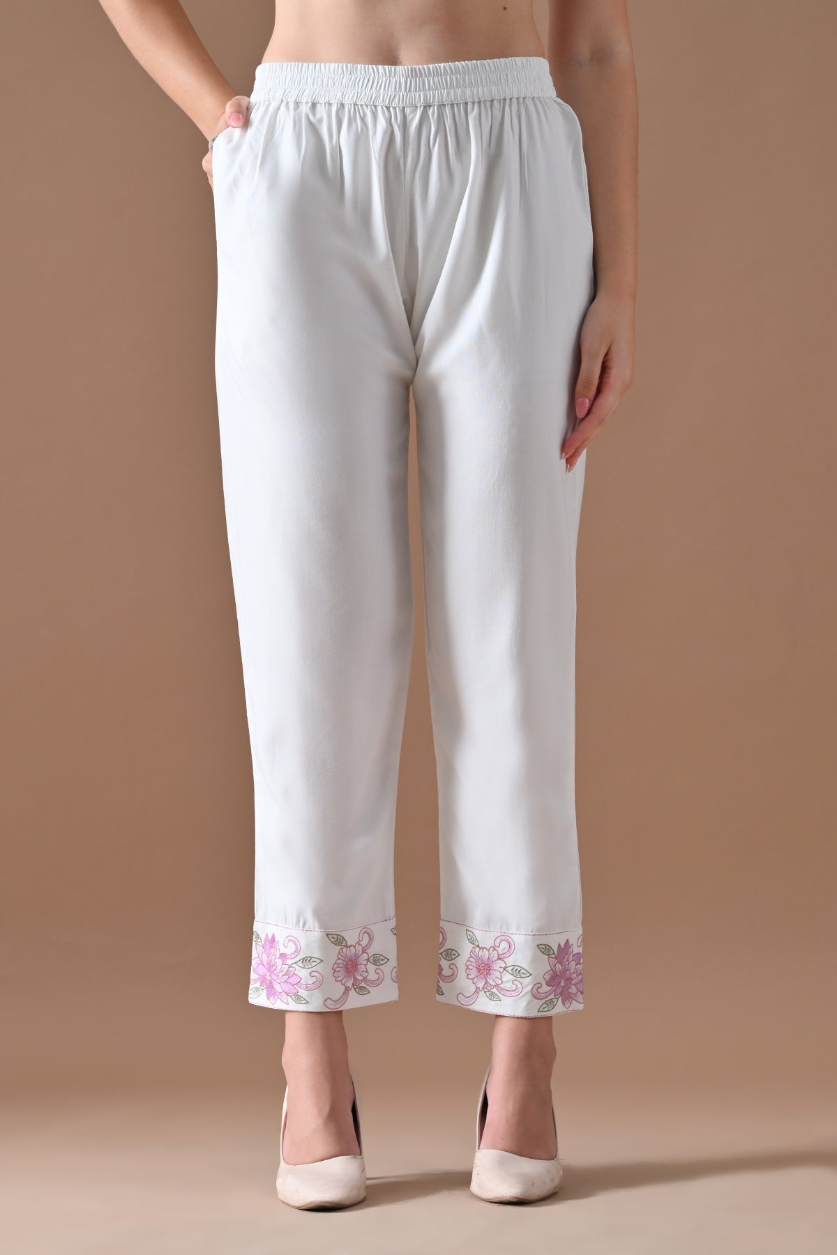 Cream Embroidered Kurta 2 Pcs Set