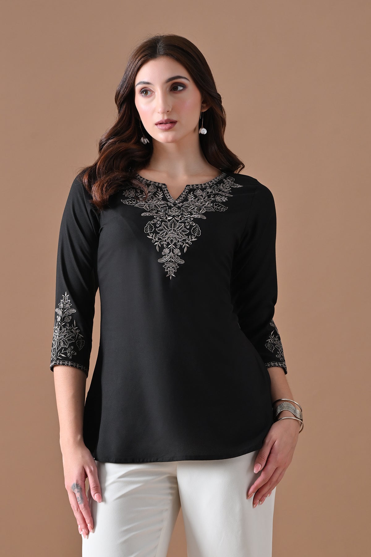 Black Embroidered Top