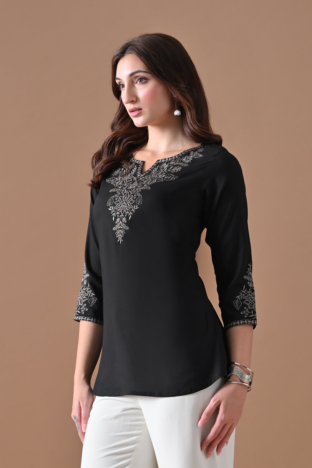 Black Embroidered Top