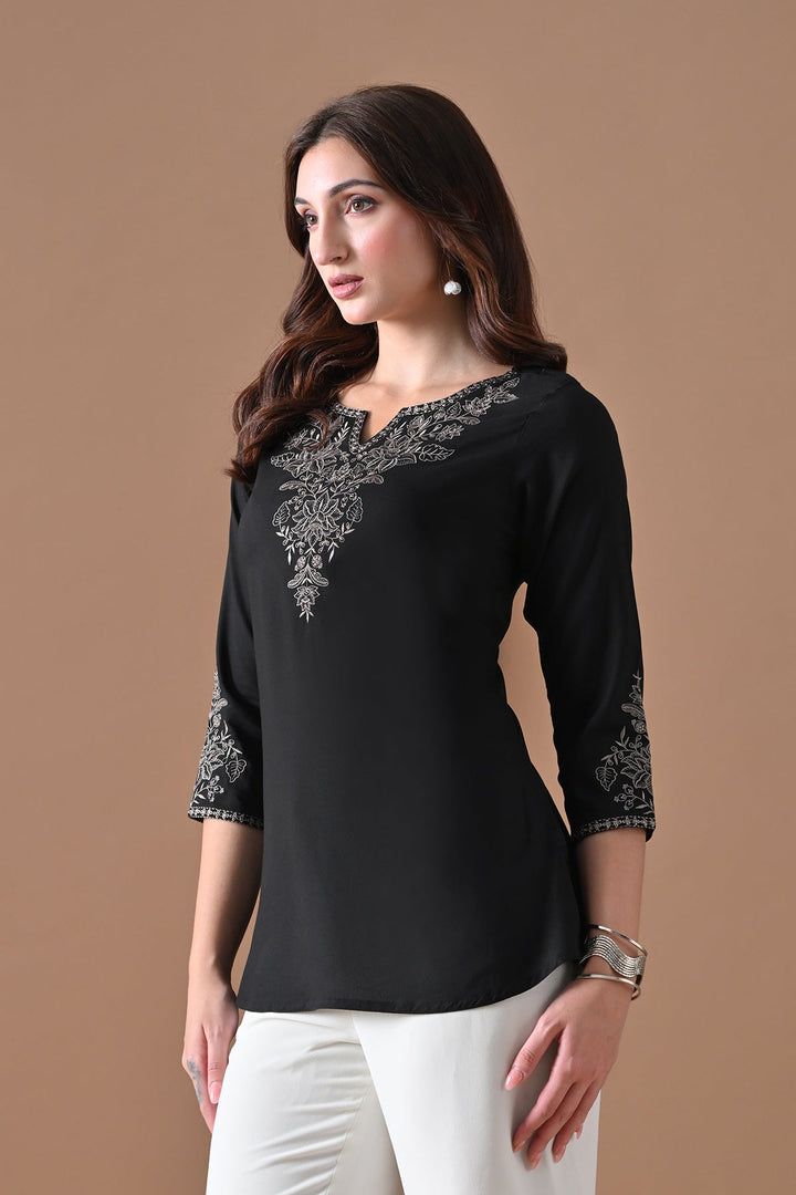 Black Embroidered Top
