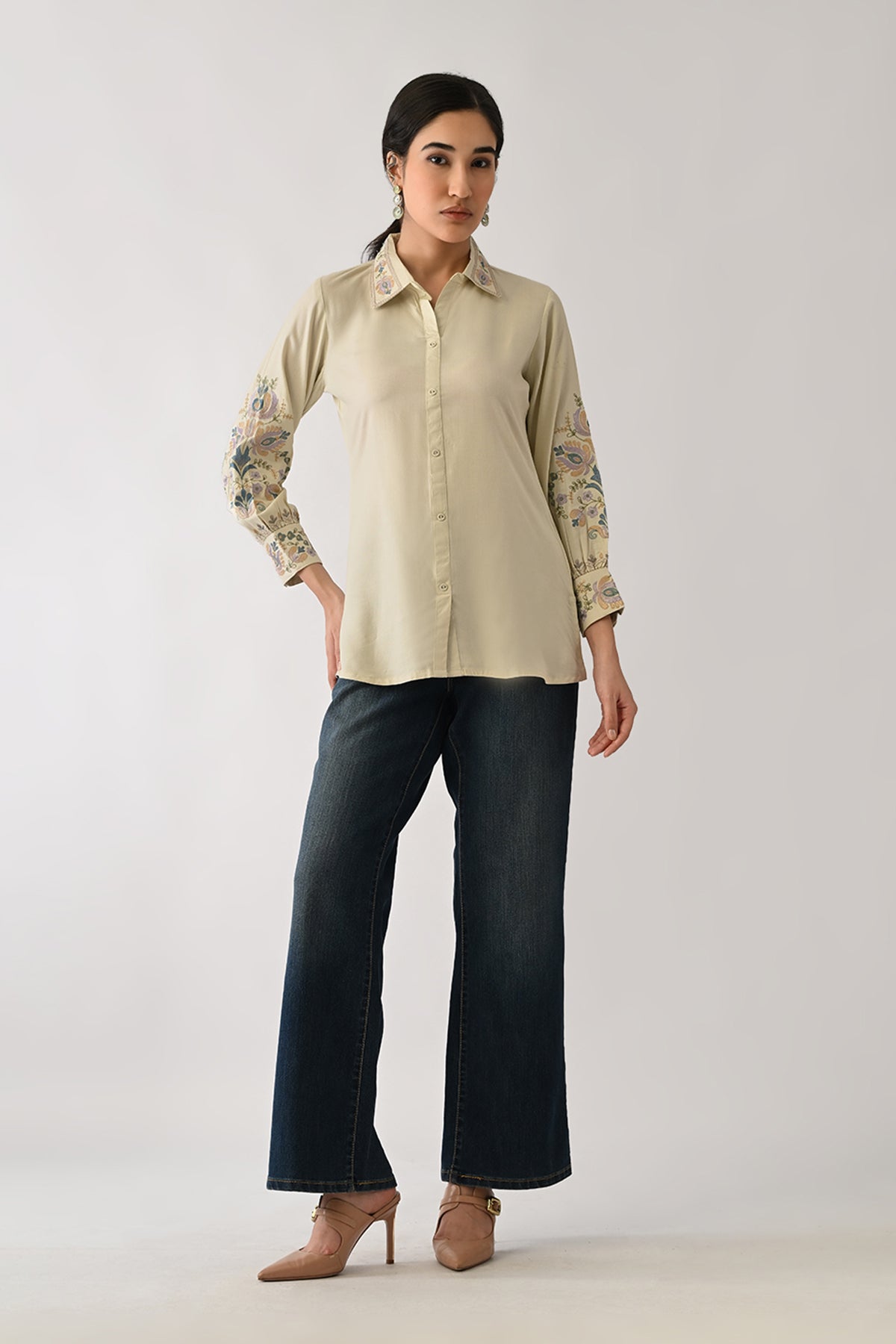 Cream Embroidered Top