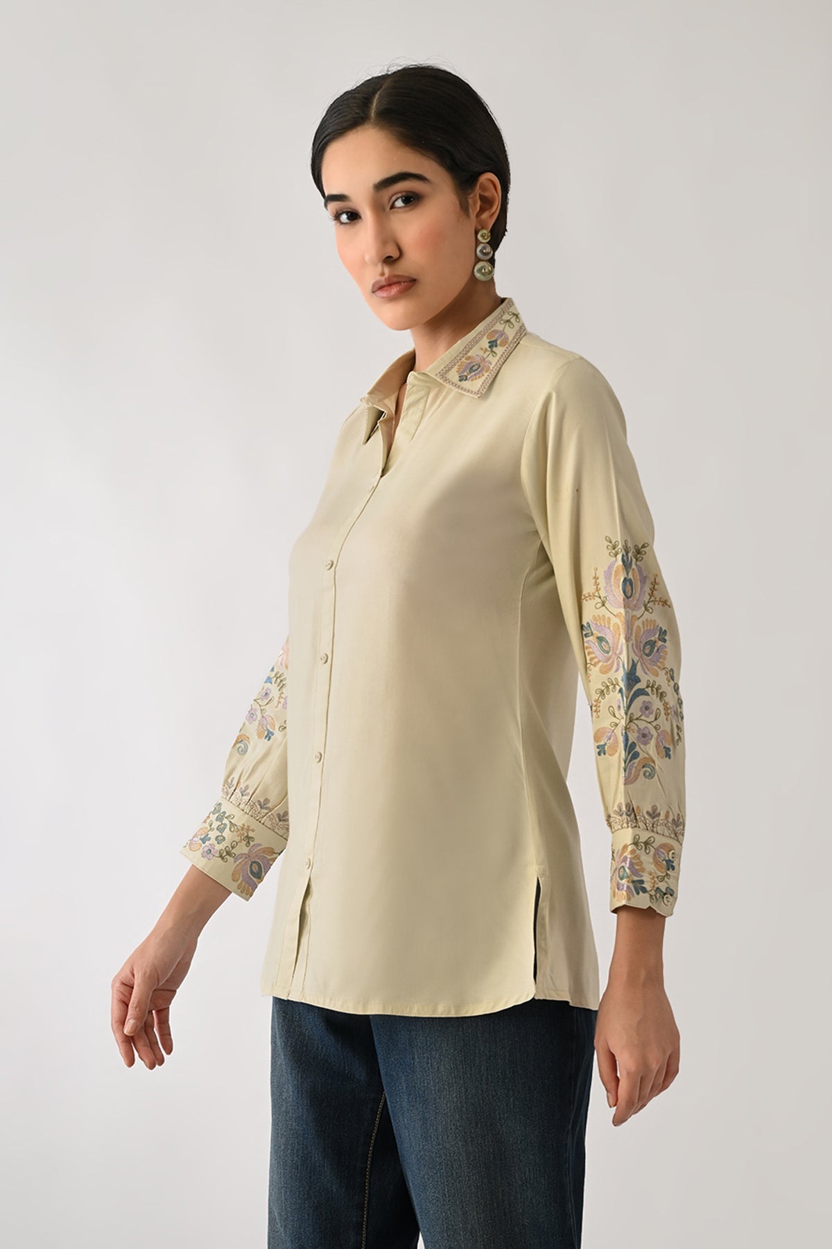 Cream Embroidered Top