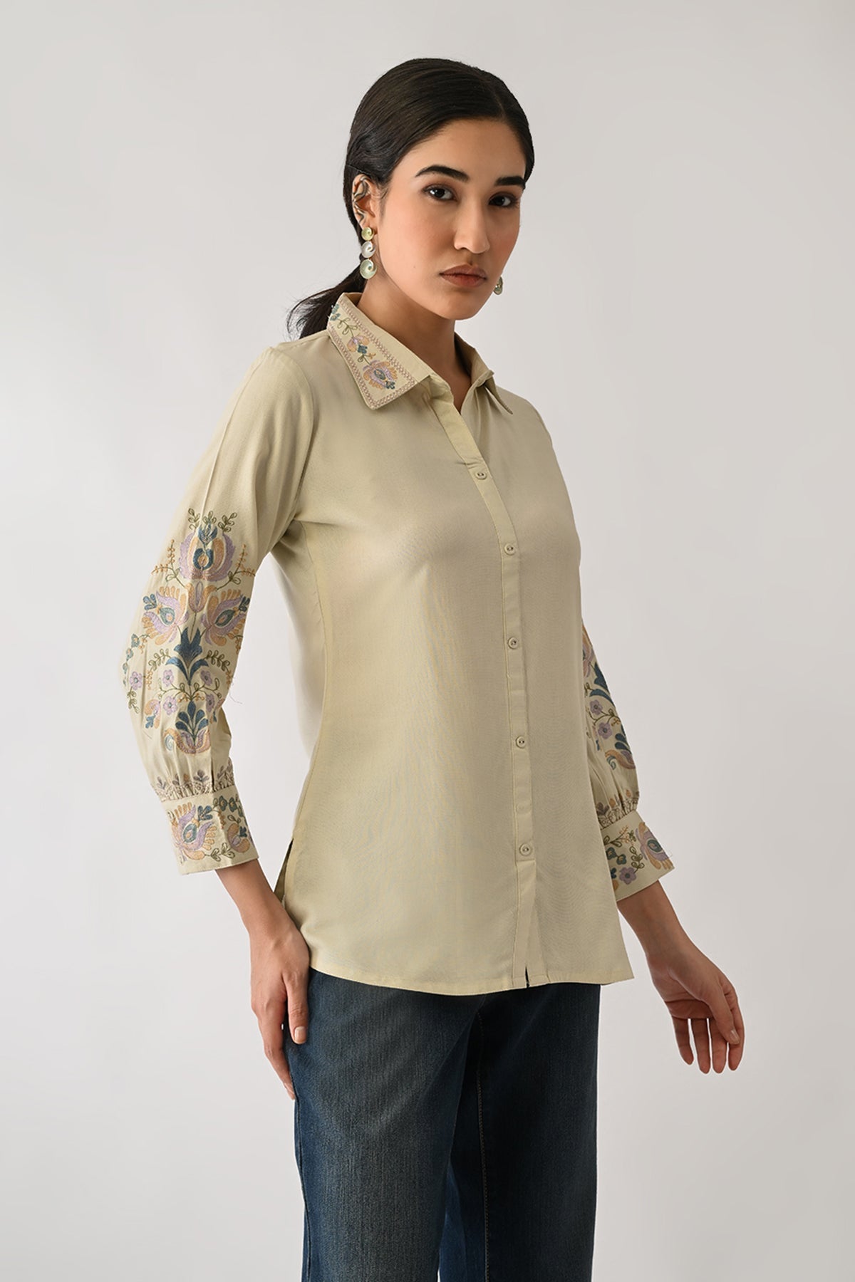 Cream Embroidered Top