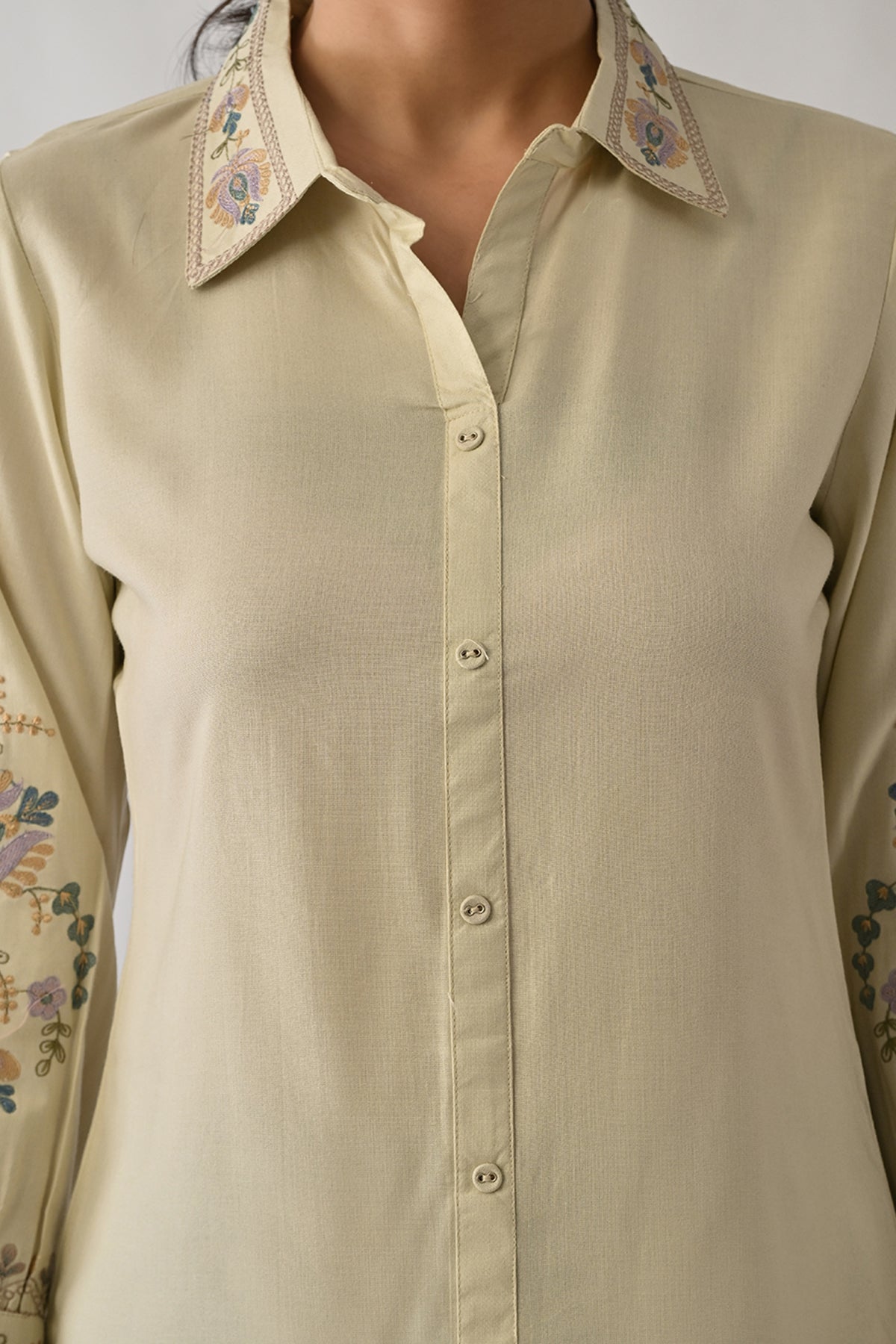 Cream Embroidered Top