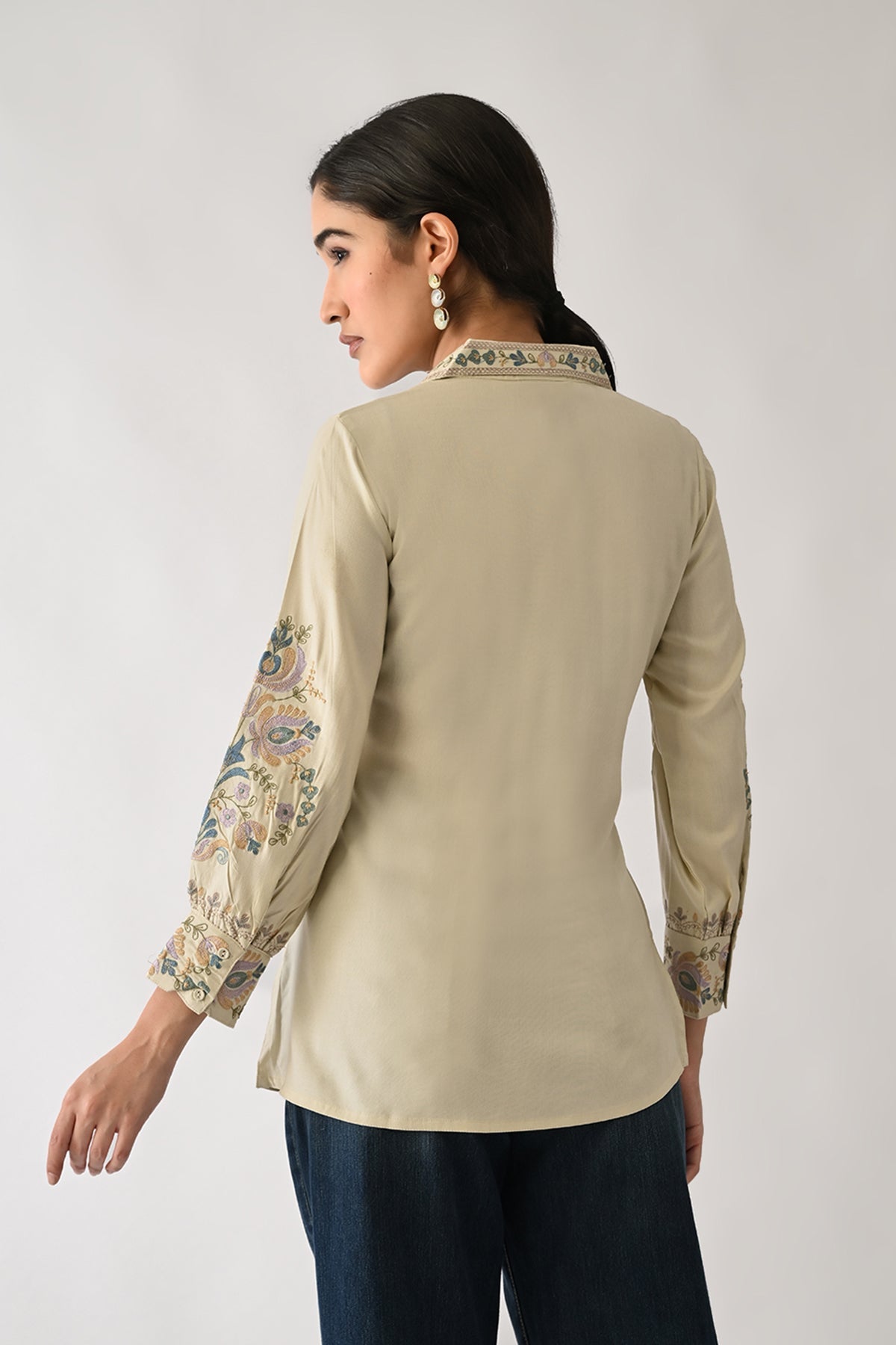 Cream Embroidered Top