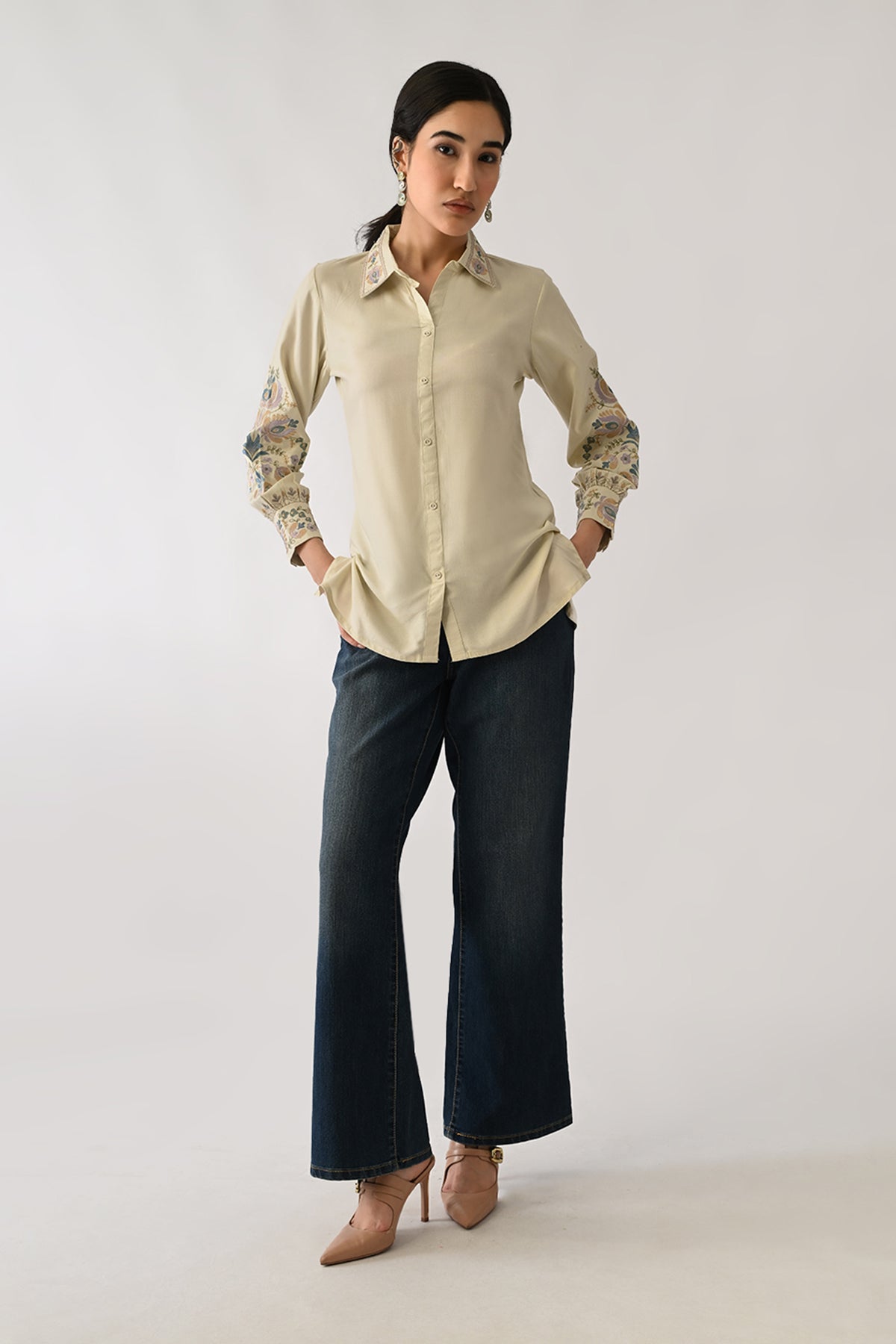 Cream Embroidered Top