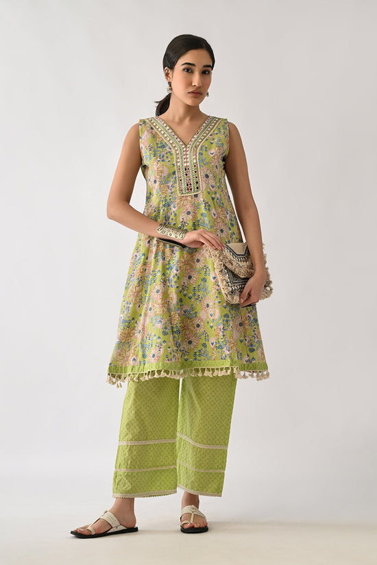 Green Embellished Kurta 2 Pcs Set
