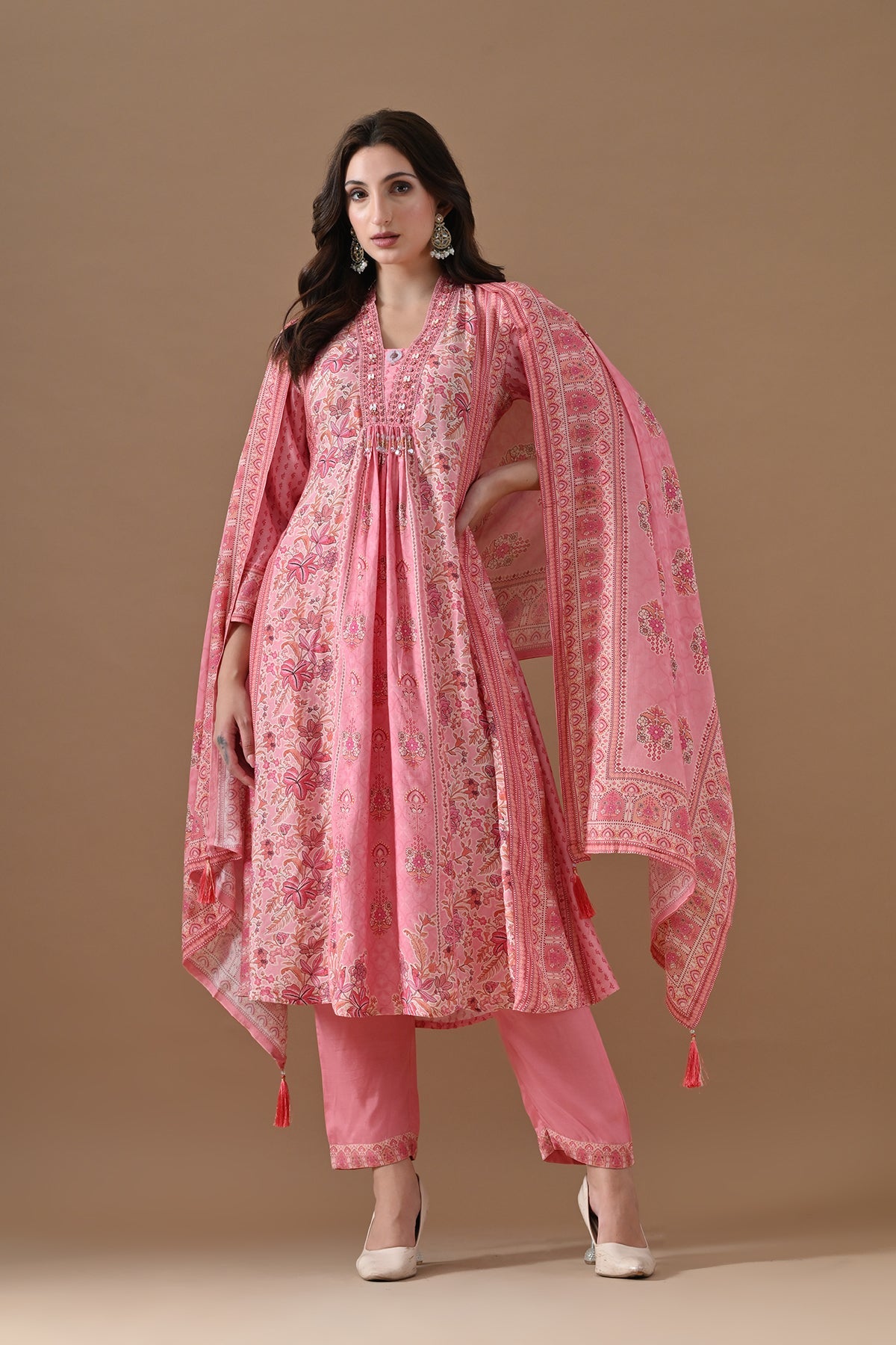 Pink Printed Kurta 3 Pcs Set
