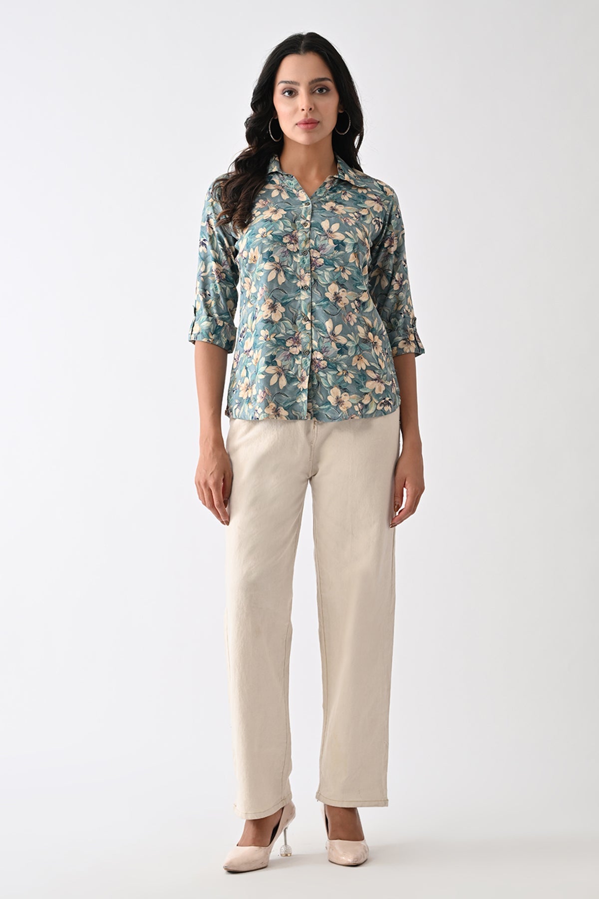 Blue Floral Printed Top