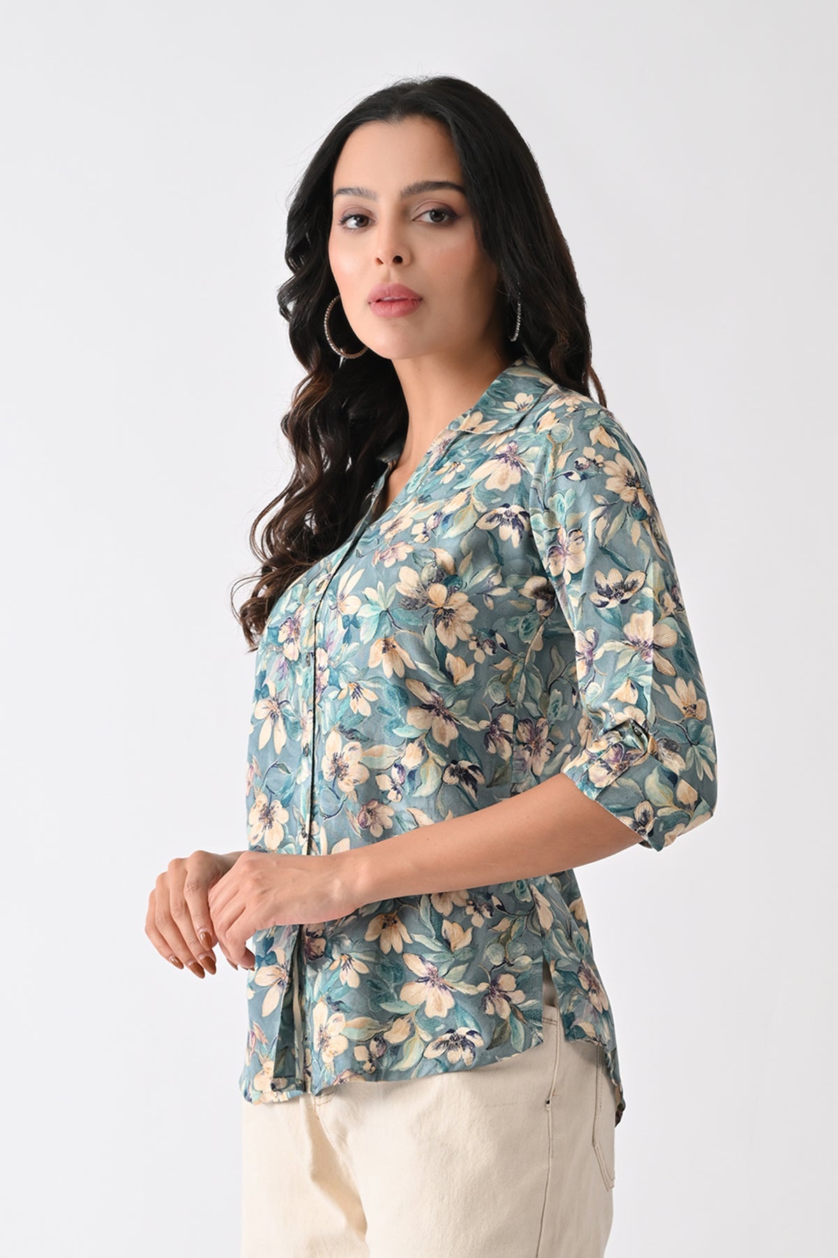 Blue Floral Printed Top