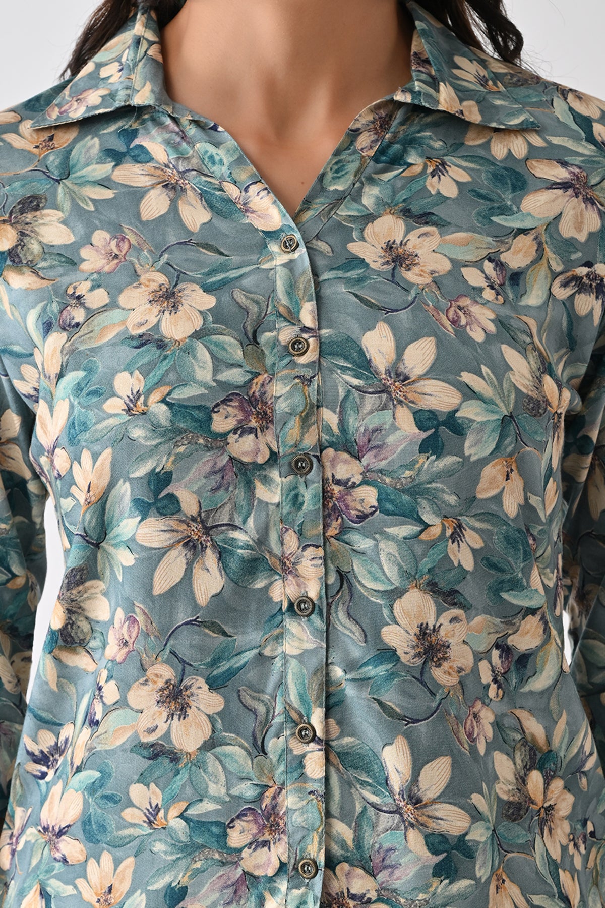 Blue Floral Printed Top