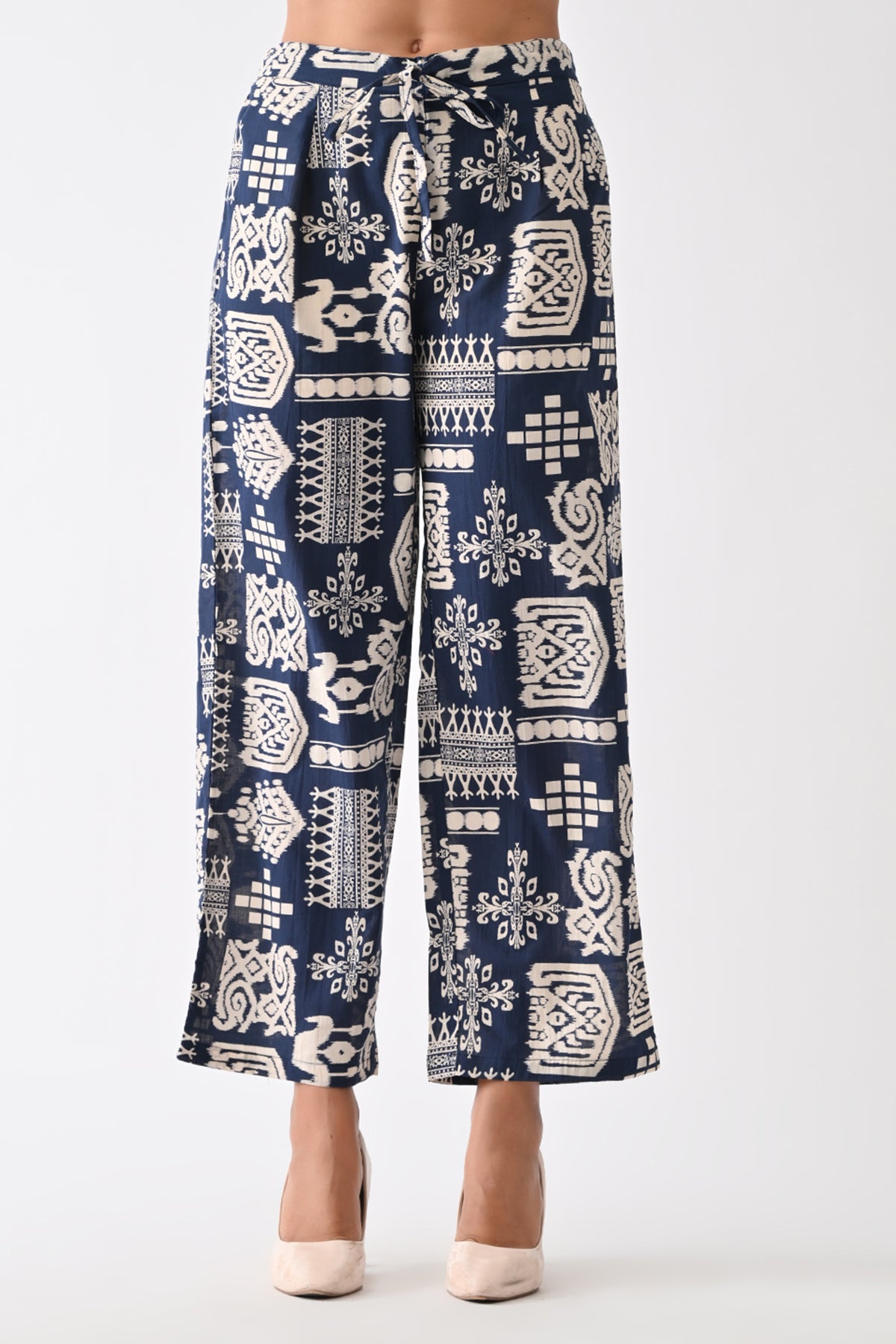Navy Blue Abstract Printed Kurta Set  (2 Piece)
