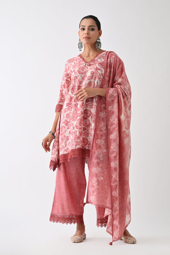 Pink Printed Kurta 3 Pcs Set