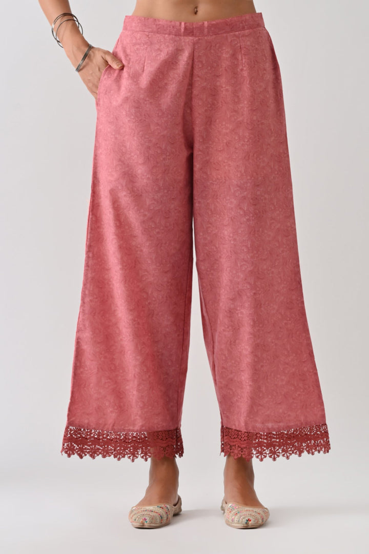 Pink Printed Kurta Set (3 Piece)