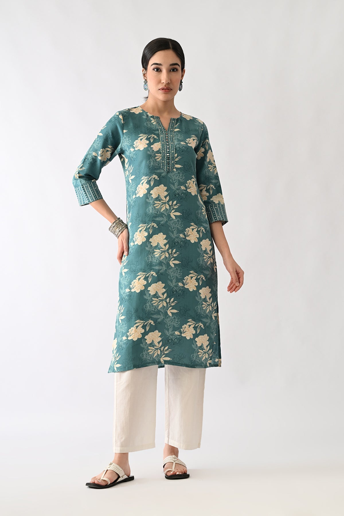 Green Printed Kurta