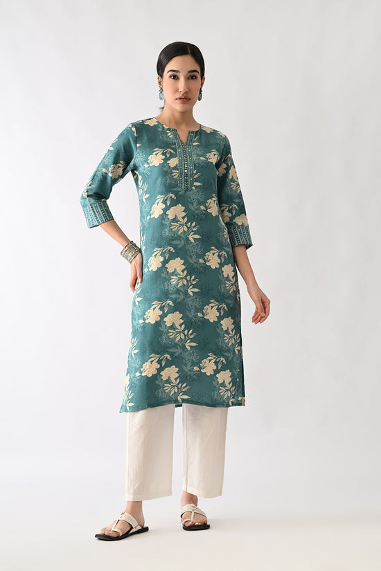 Green Printed Kurta