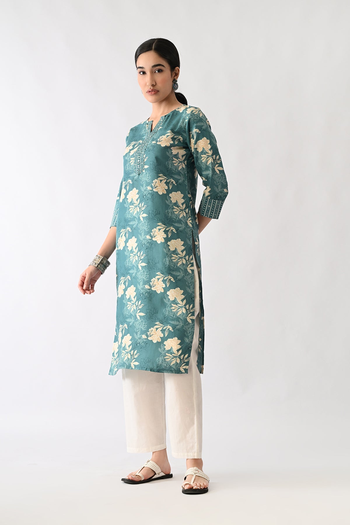 Green Printed Kurta