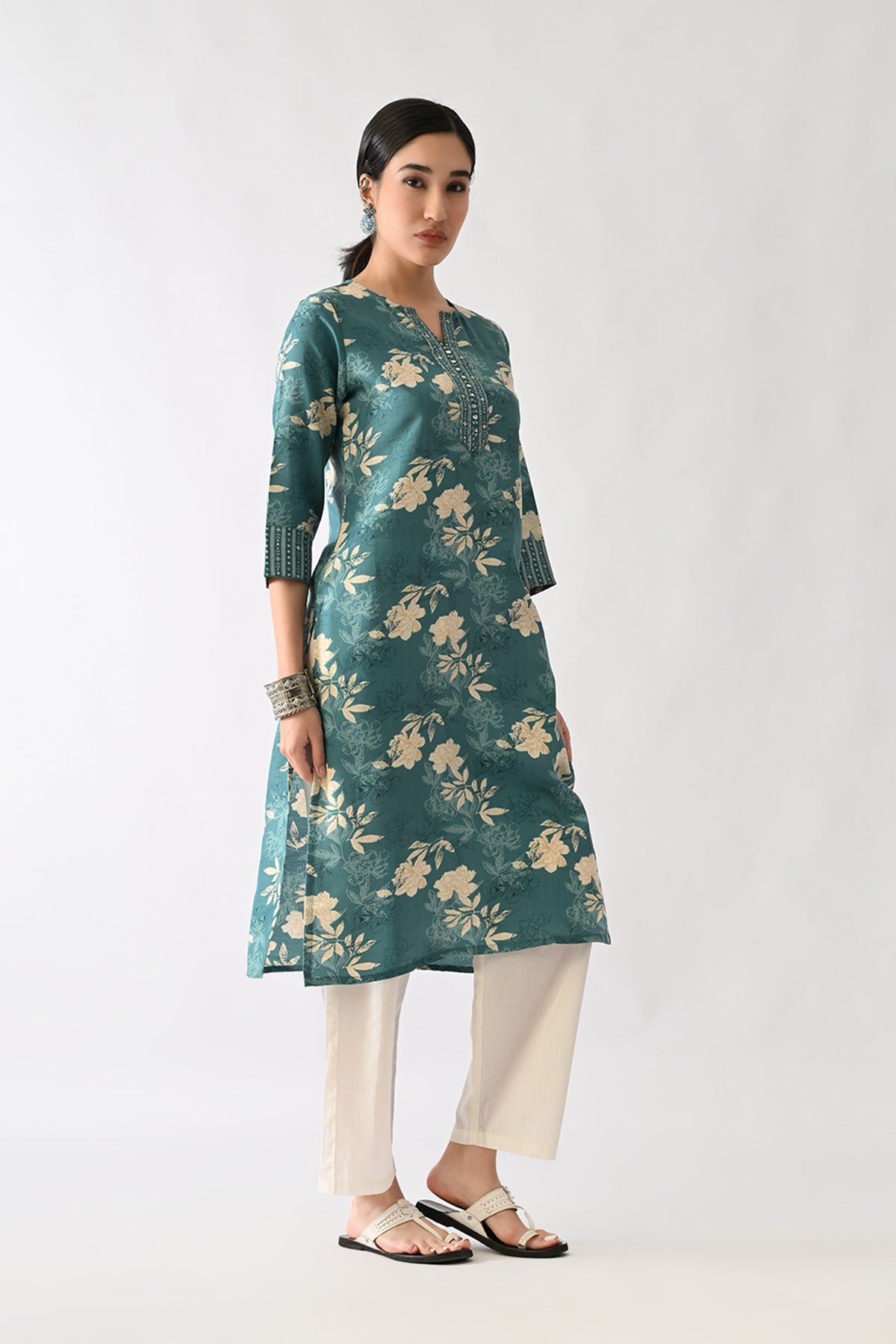 Green Printed Kurta