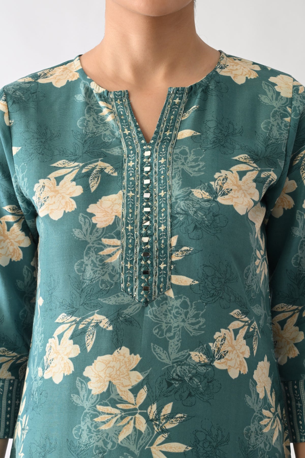 Green Printed Kurta