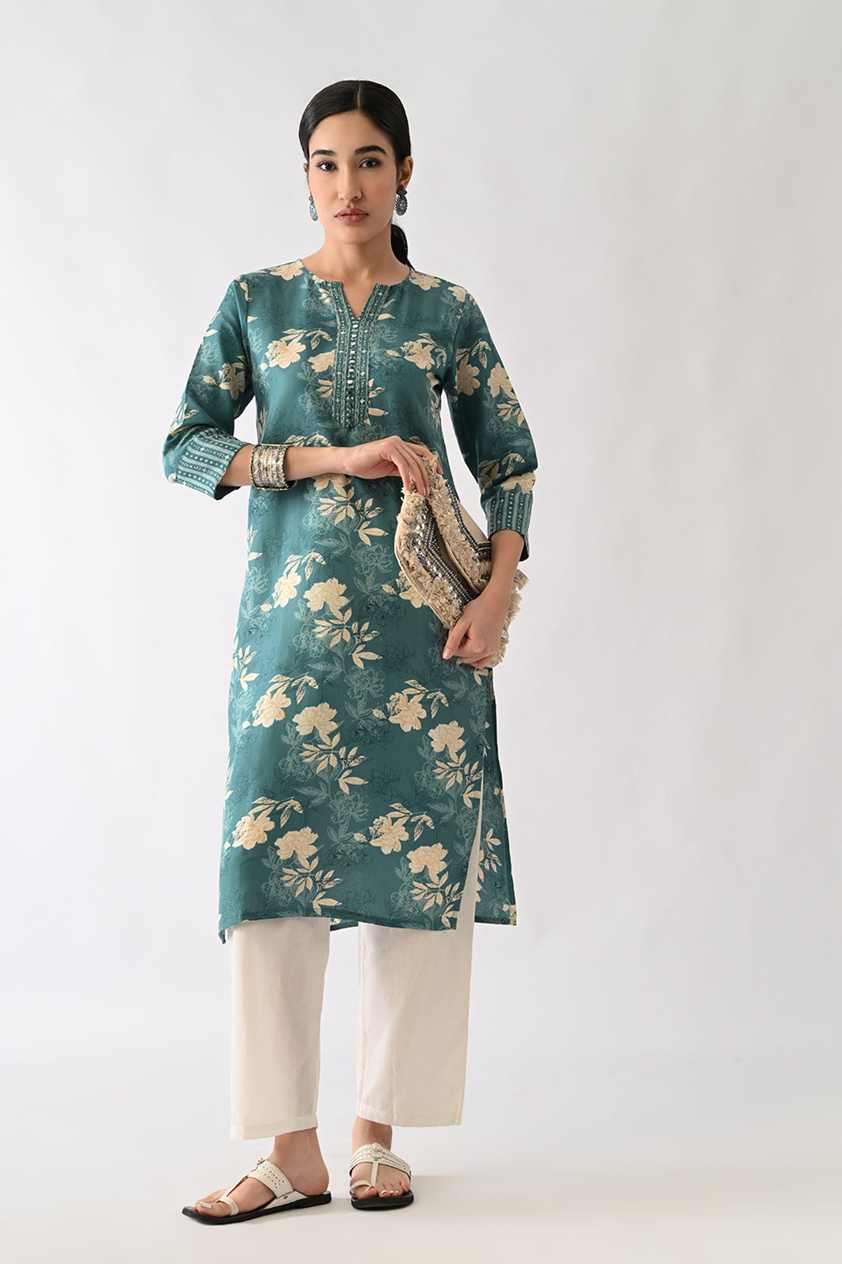 Green Printed Kurta
