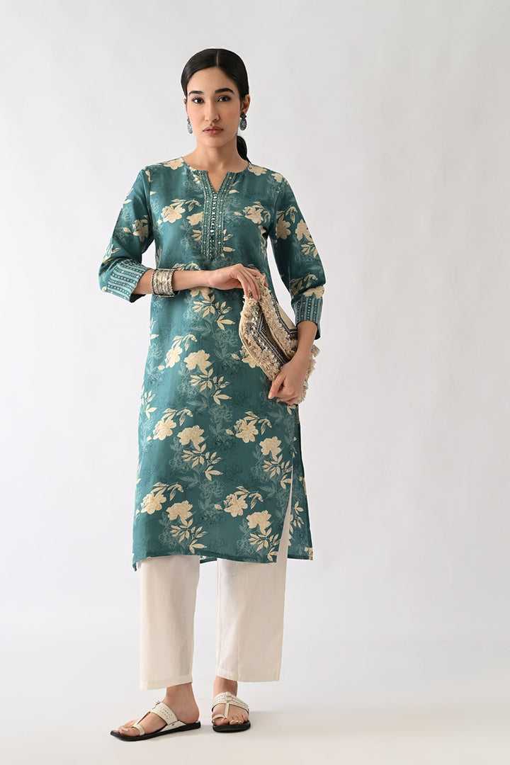 Green Printed Kurta