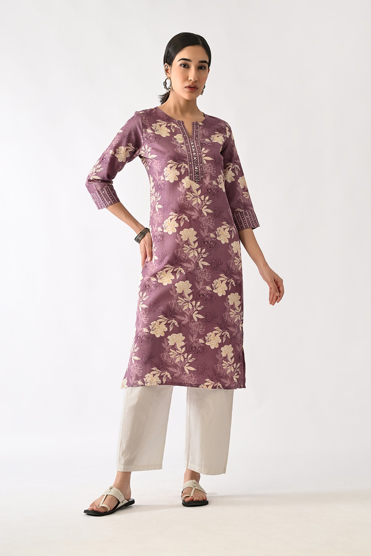 Purple Printed Kurta
