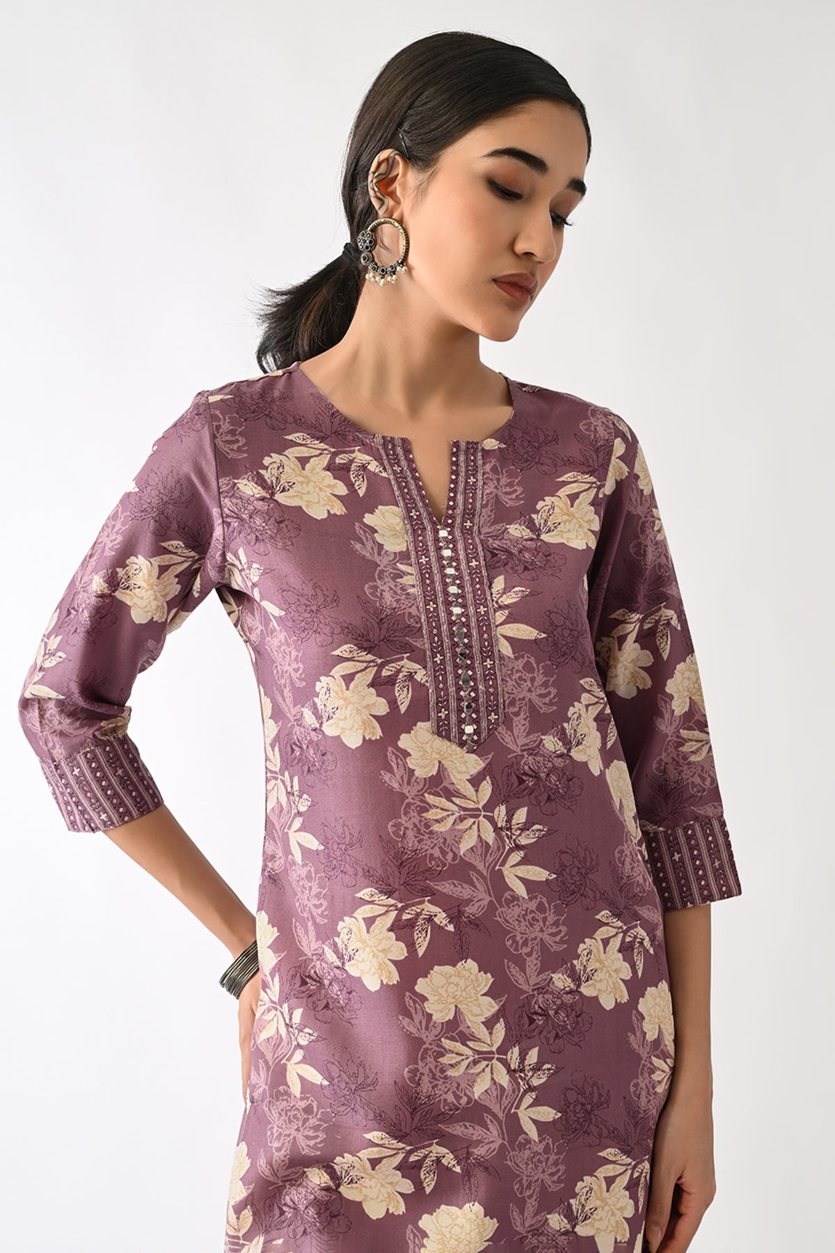 Purple Printed Kurta