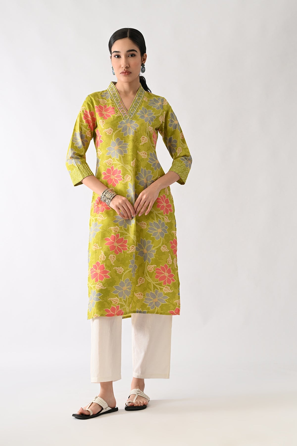 Green Printed Kurta