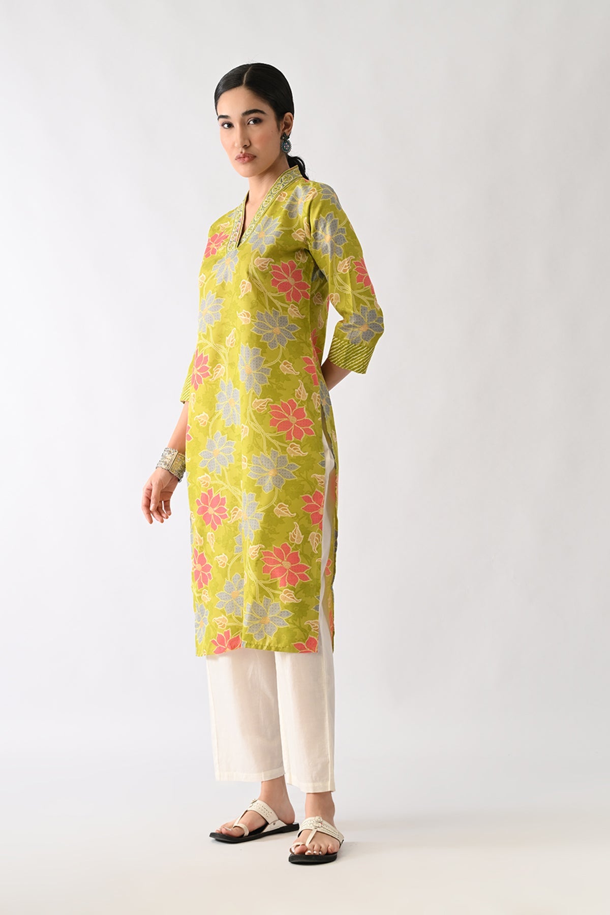 Green Printed Kurta