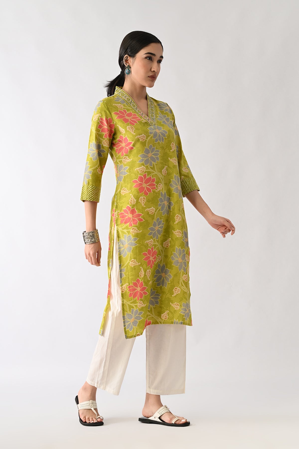Green Printed Kurta
