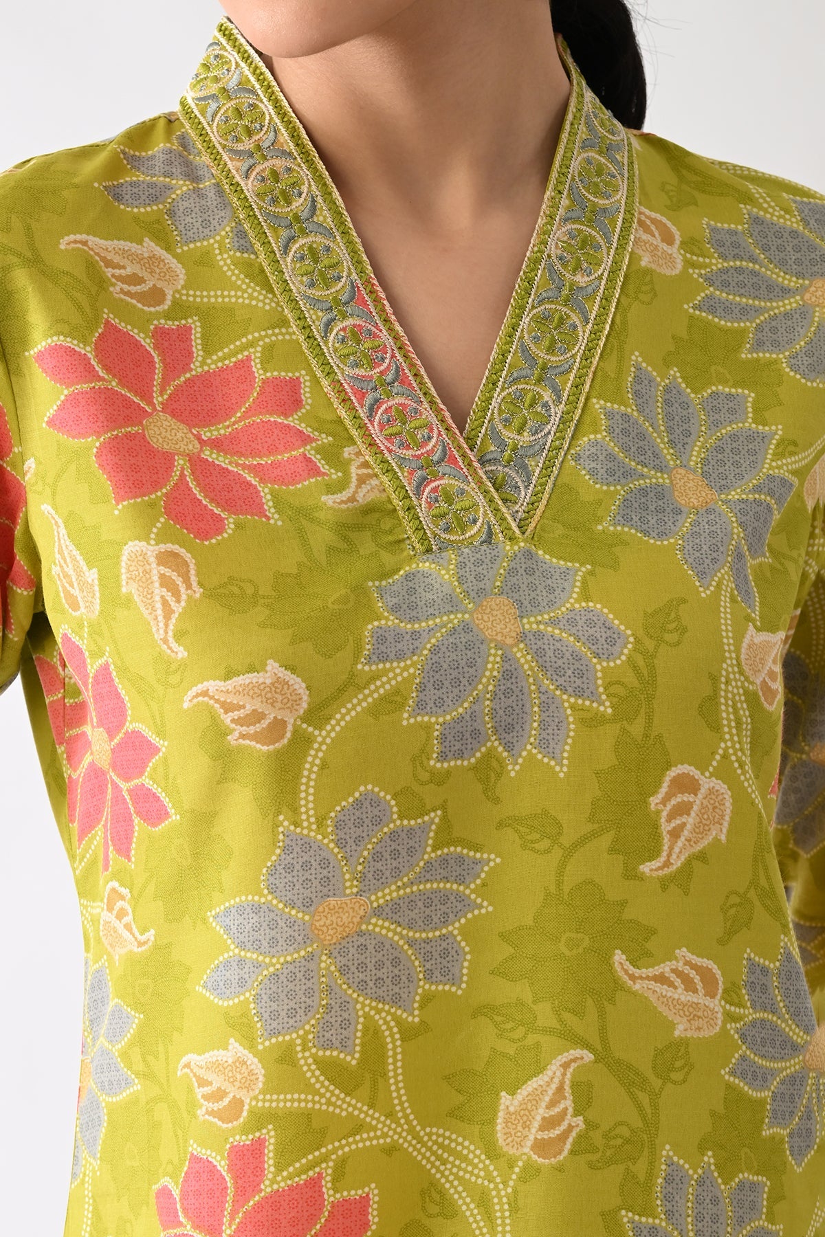 Green Printed Kurta