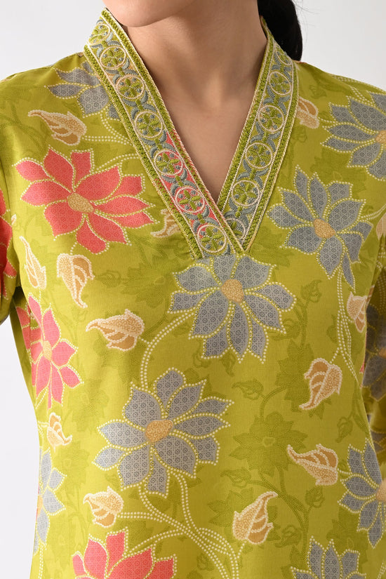 Green Printed Kurta