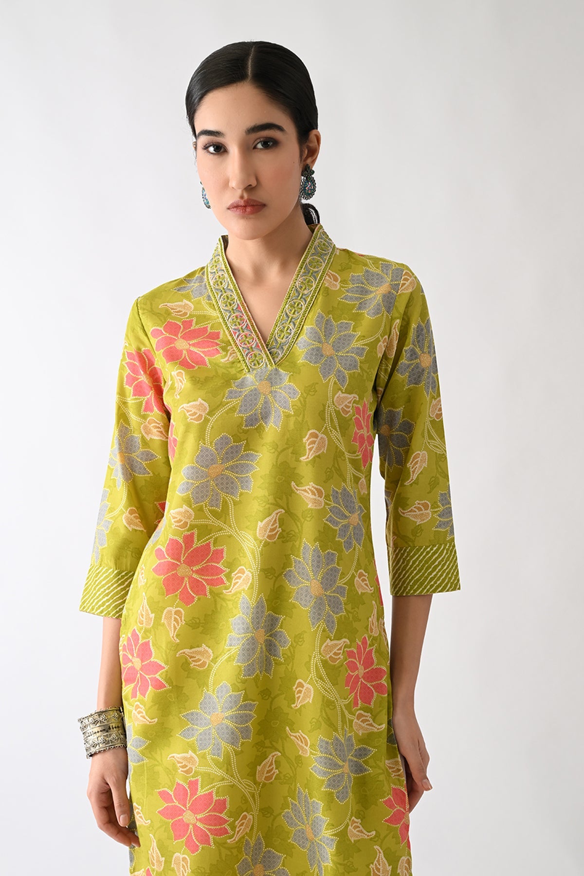 Green Printed Kurta