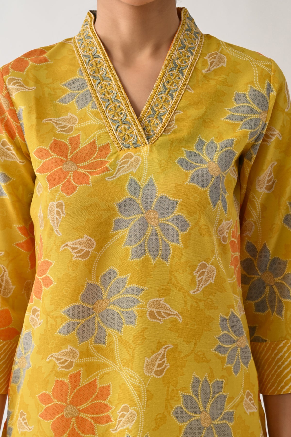 Yellow Printed Kurta