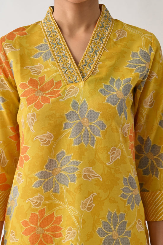 Yellow Printed Kurta
