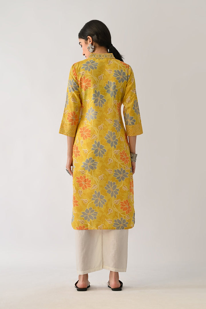 Yellow Printed Kurta