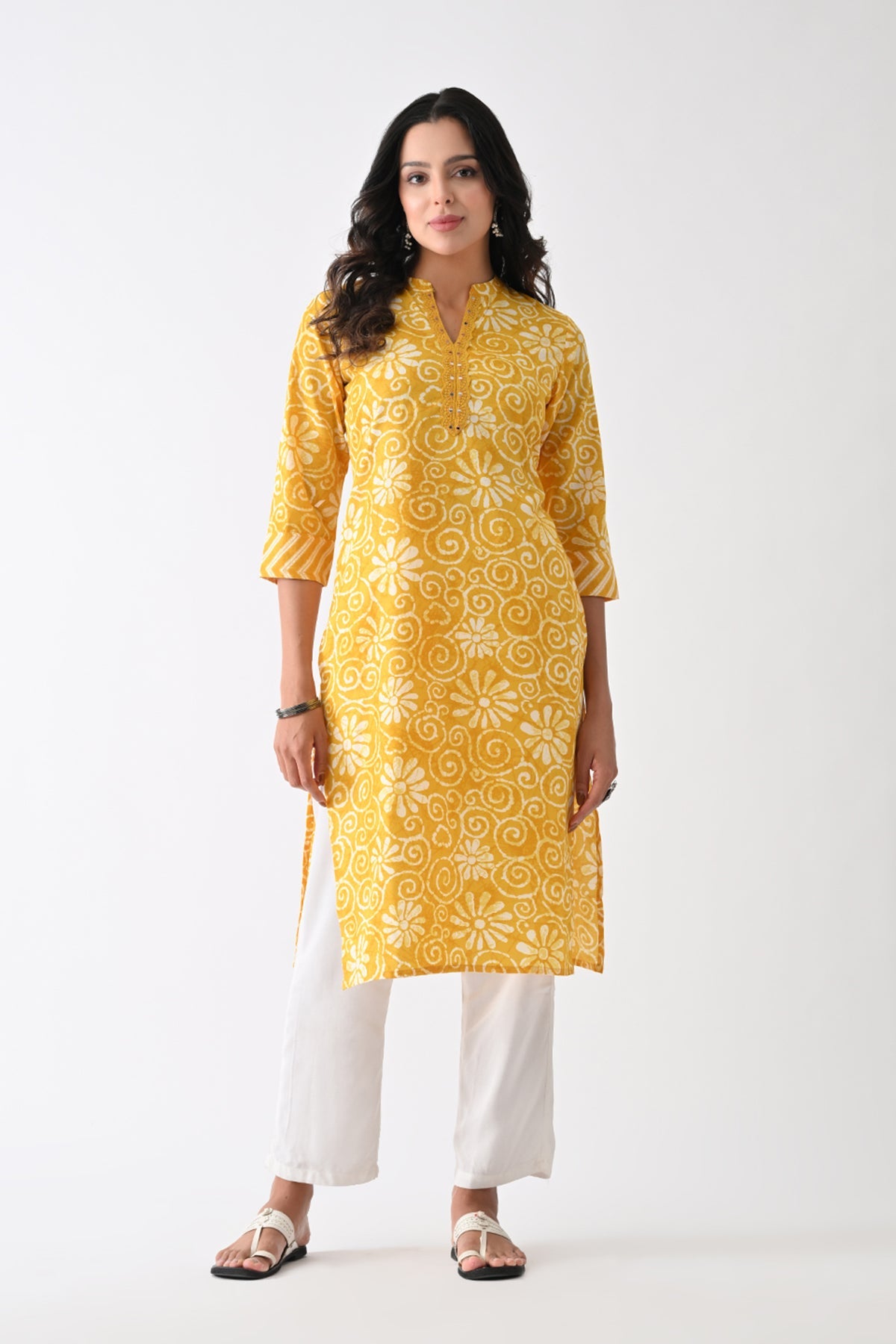 Yellow Printed Kurta