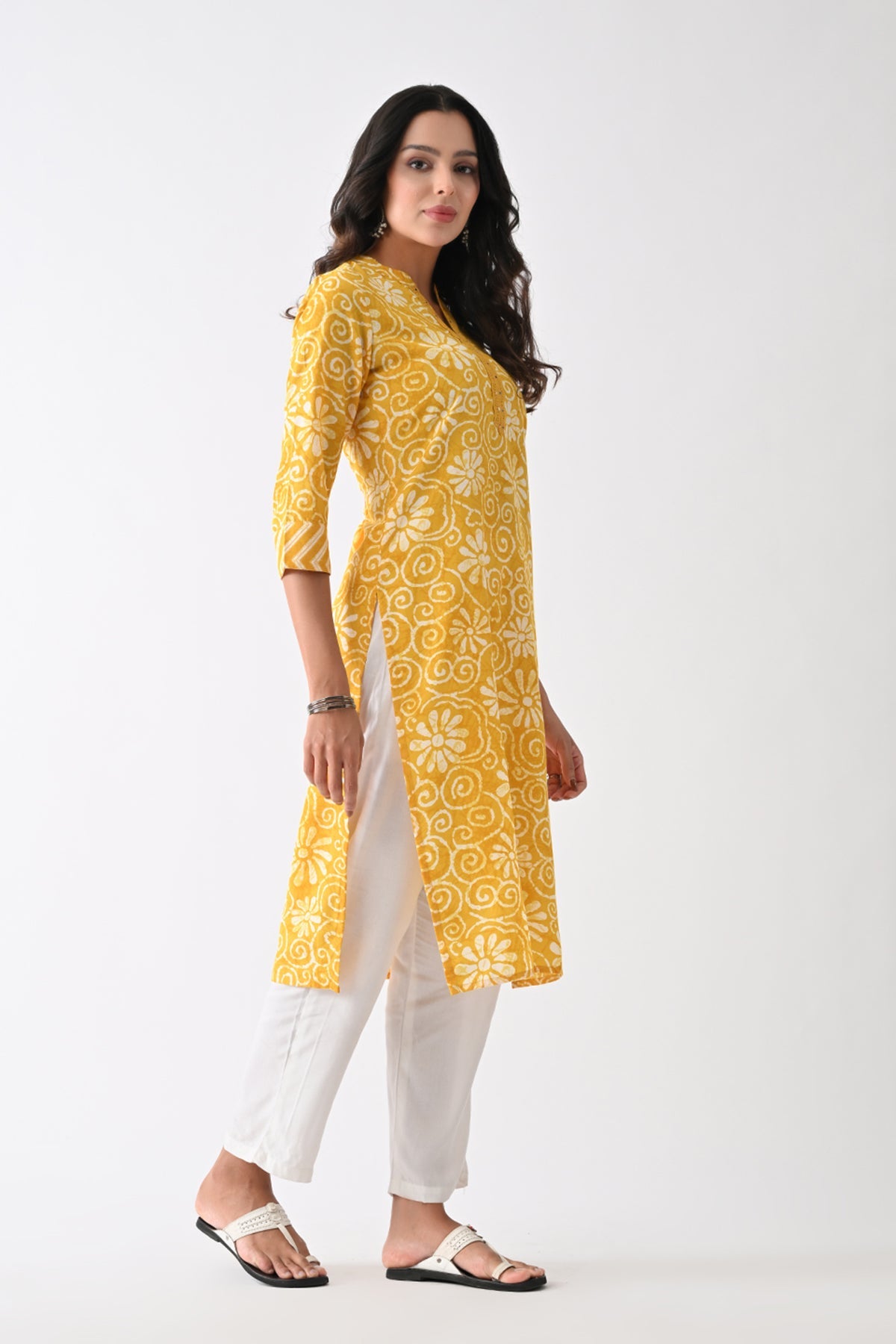 Yellow Printed Kurta
