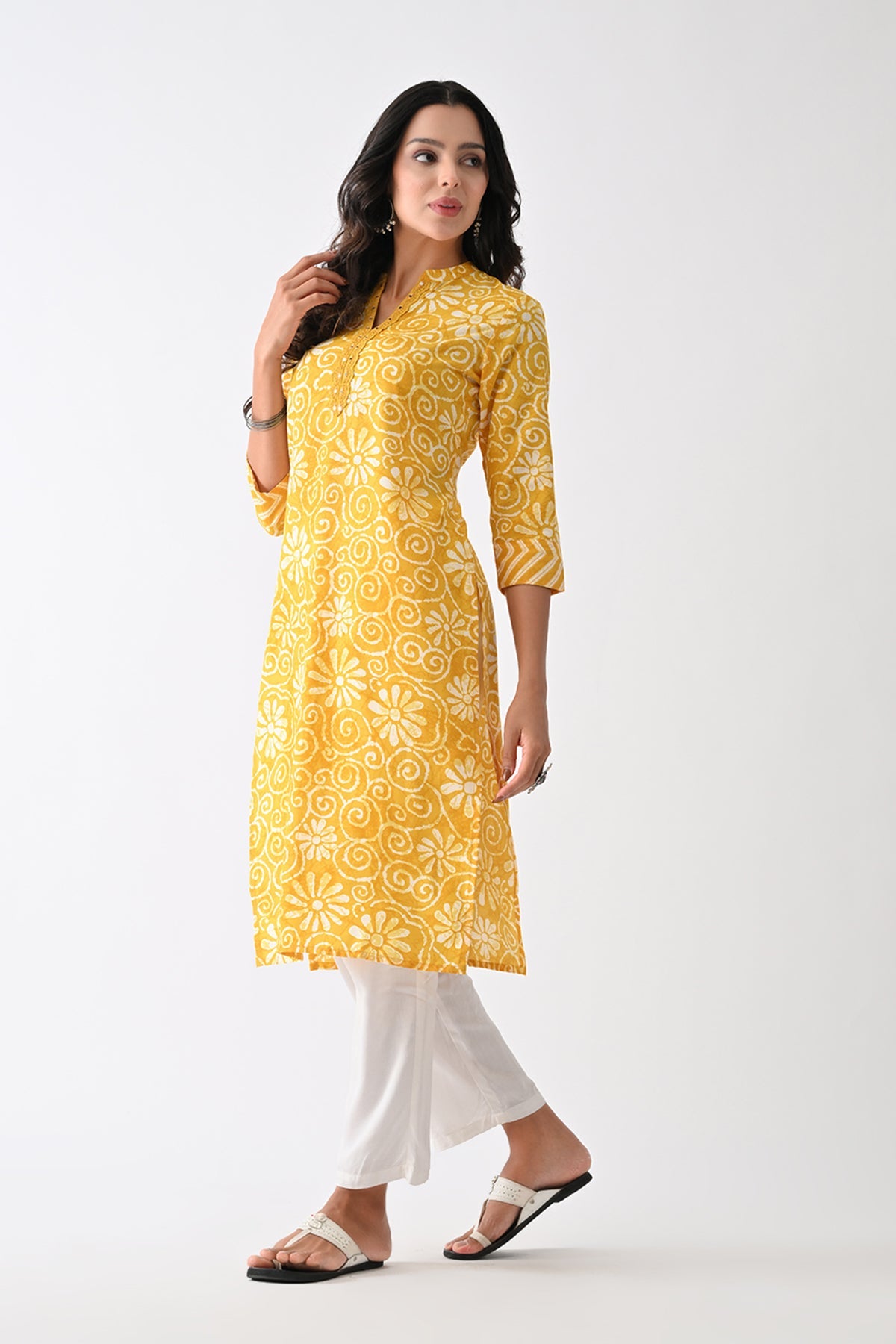 Yellow Printed Kurta