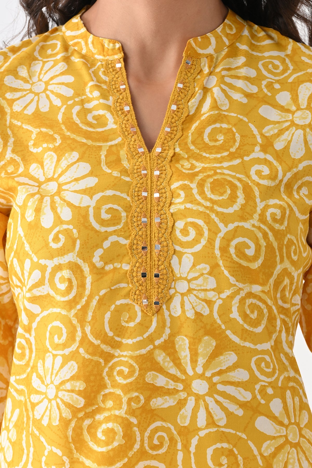 Yellow Printed Kurta
